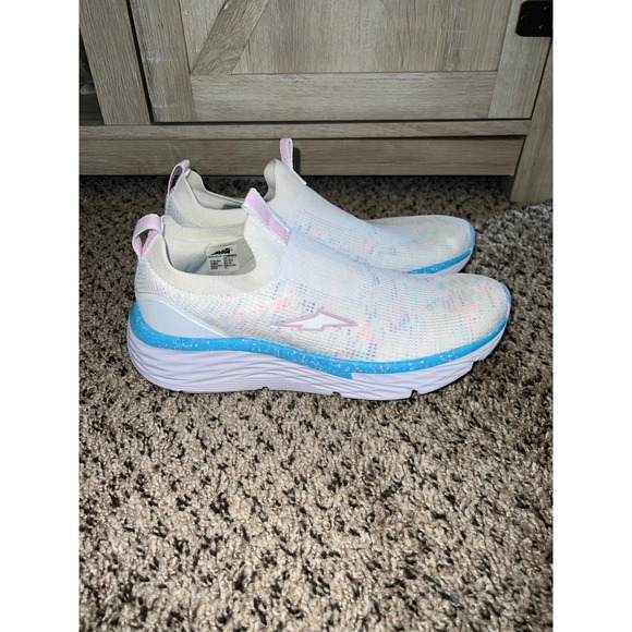 Avia Slip-On Women's White Blue Pink Lightweight Knit‎ Memory Foam Shoe Size 8 - Picture 1 of 8